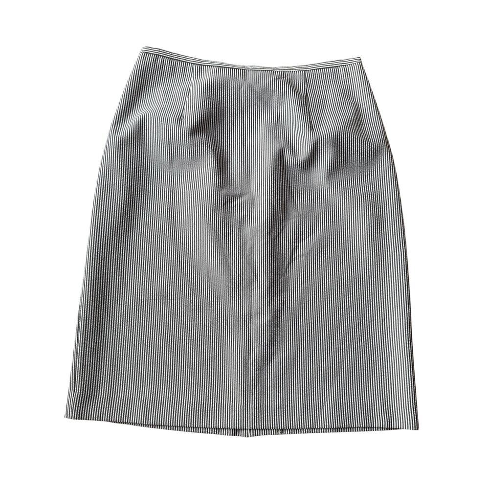 Vintage Who's Tracy Black White Pinstriped Seersucker Pencil Skirt Sz 10 Chic